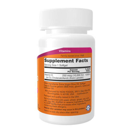 Now Foods VIT D-3 10,000 IU - 240 sgels 2022-10-0662