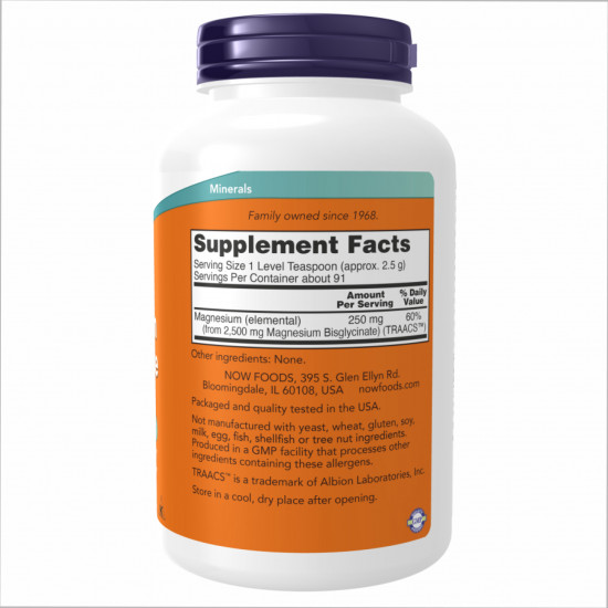 Now Foods Magnesium Bisglycinate Powder - 8 oz. 2022-10-0976