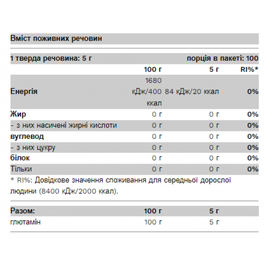 100% Glutamine - 500g 100% Glutamine - 500g