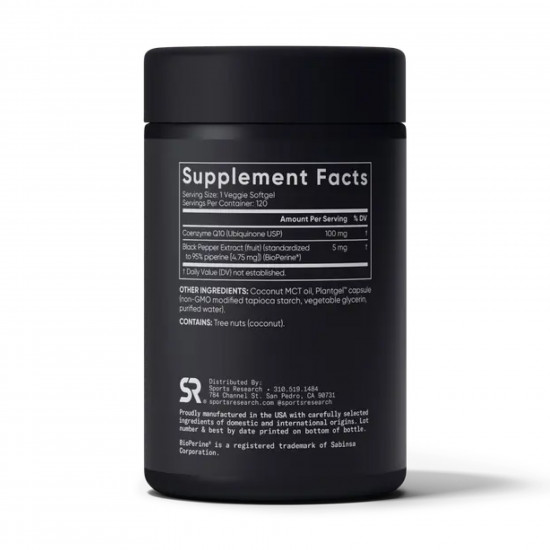 Sport Research CoQ10 100mg - 120 veg softgels 2023-10-3439 Sport Research CoQ10 100mg - 120 veg softgels 2023-10-3439