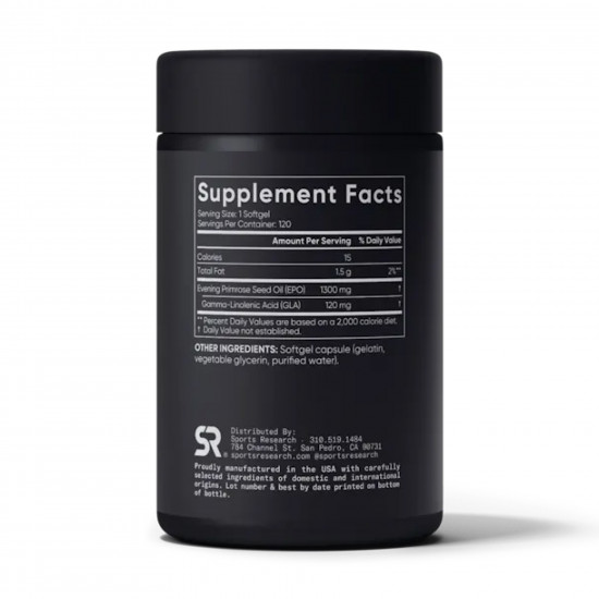 Sport Research Evening Primrose Oil 1300mg - 120 softgels 2023-10-3446 Sport Research Evening Primrose Oil 1300mg - 120 softgels 2023-10-3446