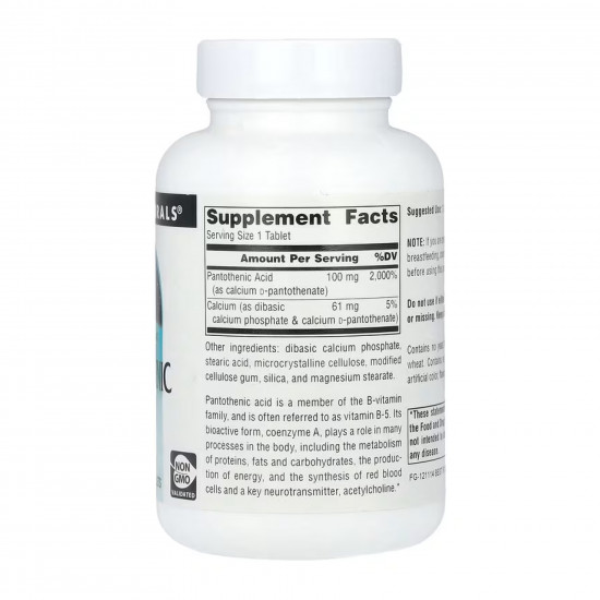 Source Naturals Pantothenic Acid 100 mg - 250 tabs 2023-10-4329 Source Naturals Pantothenic Acid 100 mg - 250 tabs 2023-10-4329