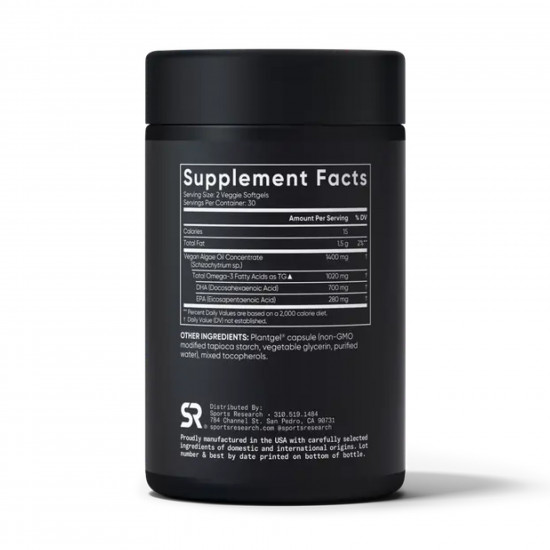 Sport Research Vegan Omega-3 1400mg - 60 softgels 2023-10-4398 Sport Research Vegan Omega-3 1400mg - 60 softgels 2023-10-4398