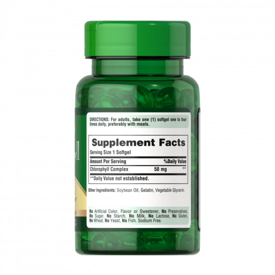 Puritans Pride Chlorophyll Concentrate 50mg - 100 softgels 2023-10-4580 Puritans Pride Chlorophyll Concentrate 50mg - 100 softgels 2023-10-4580