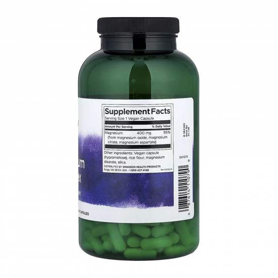 Swanson Triple Magnesium Complex 400mg - 300caps 100-89-7242277-20 Swanson Triple Magnesium Complex 400mg - 300caps 100-89-7242277-20