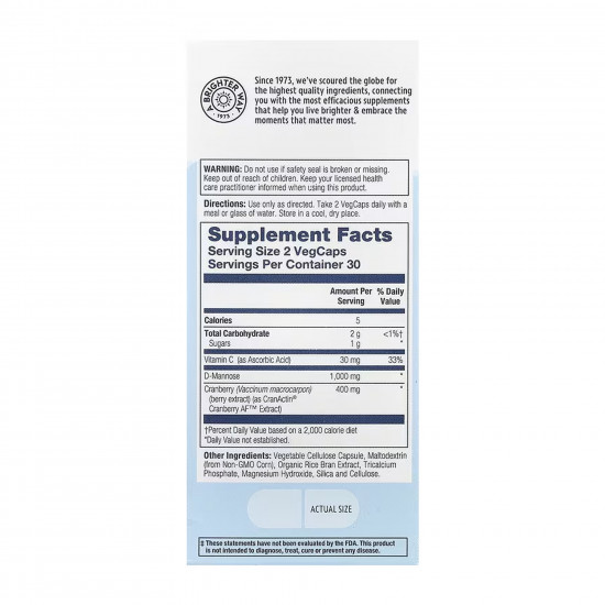 Solaray CranActin D-Mannose 1000mg - 60 vcaps 2023-10-5844 Solaray CranActin D-Mannose 1000mg - 60 vcaps 2023-10-5844