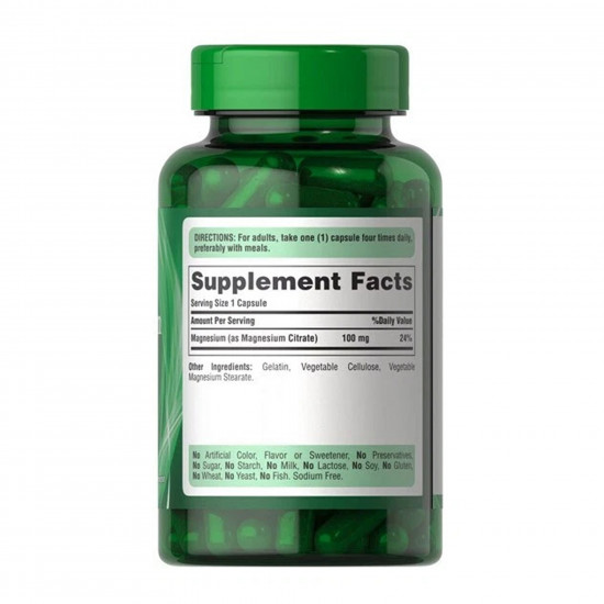 Puritans Pride Magnesium Citrate 100mg - 100 caps 2023-10-5931 Puritans Pride Magnesium Citrate 100mg - 100 caps 2023-10-5931