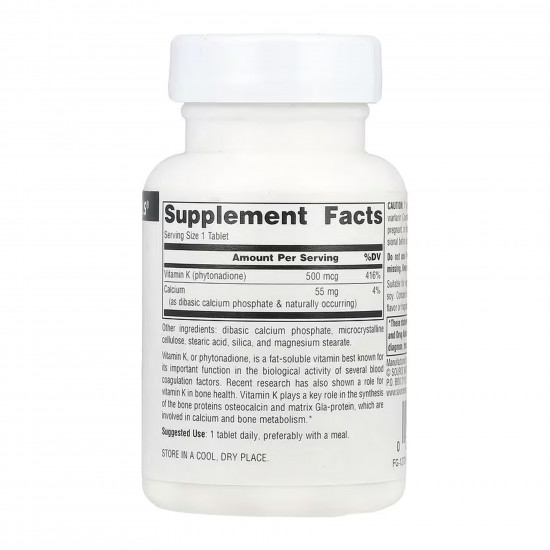 Source Naturals Vitamin K 500 mcg - 100 tabs 2023-10-6146