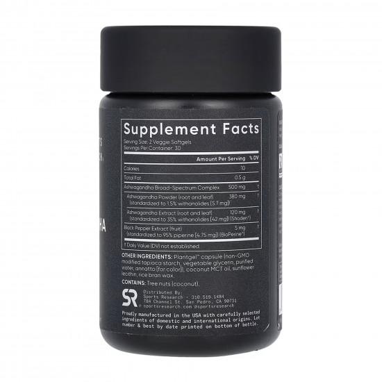 Sport Research Ashwagandha 500mg - 60 veggie softgels 2023-10-6169 Sport Research Ashwagandha 500mg - 60 veggie softgels 2023-10-6169