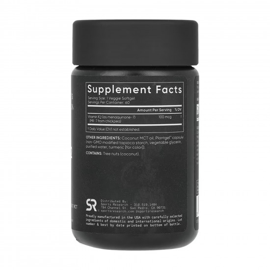 Sport Research Vitamin K2 100mcg - 60 veggie softgels 2023-10-6171 Sport Research Vitamin K2 100mcg - 60 veggie softgels 2023-10-6171