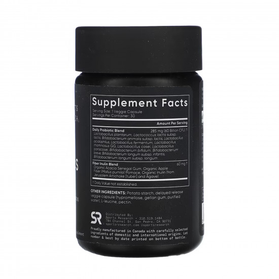 Sport Research Daily Probiotics with Prebiotics 60 Billion CFU - 30 veggie capsules 2023-10-6179 Sport Research Daily Probiotics with Prebiotics 60 Billion CFU - 30 veggie capsules 2023-10-6179