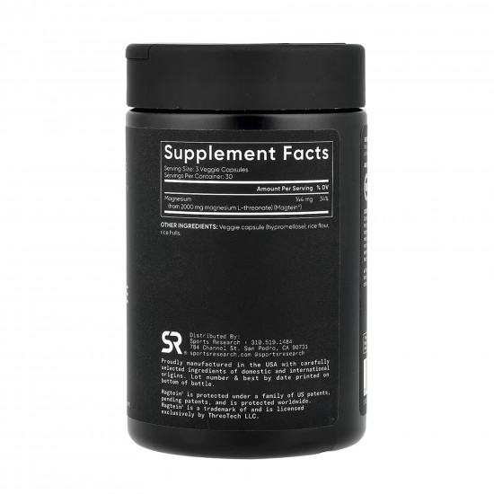 Sport Research Magnesium L-Threonate 2000mg - 90 veggie capsules 2023-10-6180 Sport Research Magnesium L-Threonate 2000mg - 90 veggie capsules 2023-10-6180