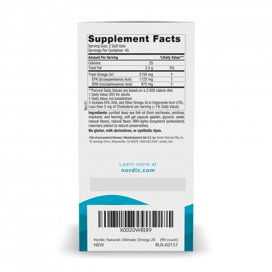 Nordic Naturals Ultimate Omega 2X - 90 softgels 2023-10-5972 Nordic Naturals Ultimate Omega 2X - 90 softgels 2023-10-5972