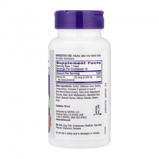 NATROL Vitamin D3 5,000 IU - 90 tabs 2023-10-6212 NATROL Vitamin D3 5,000 IU - 90 tabs 2023-10-6212