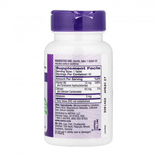 NATROL Melatonin 3mg - 60 tabs 100-59-0583370-20 NATROL Melatonin 3mg - 60 tabs 100-59-0583370-20