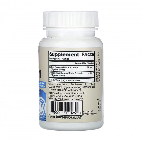 Jarrow Formulas Lutein 20mg - 60 softgels 2023-10-5568 Jarrow Formulas Lutein 20mg - 60 softgels 2023-10-5568