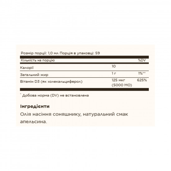 Solgar Liquid Vitamin D3 (Cholecalciferol) 125 mcg (5,000 IU) - 59ml Natural Orange 2023-10-4148