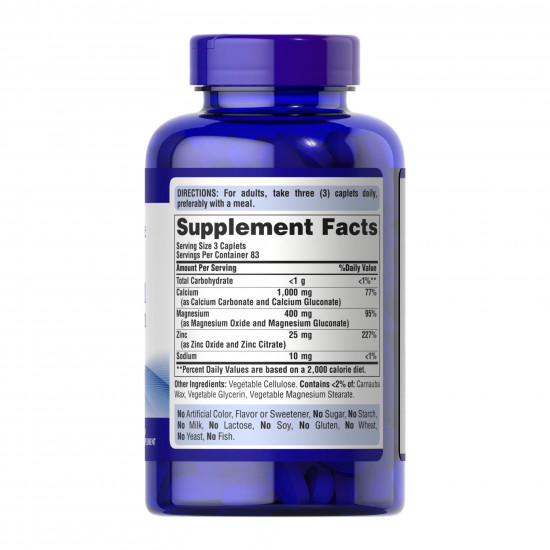 Puritans Pride Calcium Magnesium Zinc - 250 caps 2023-10-2672