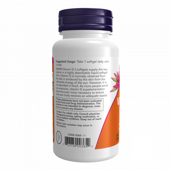 Now Foods Vitamin D-3 1000 IU - 360 softgels 2022-09-1190 Now Foods Vitamin D-3 1000 IU - 360 softgels 2022-09-1190