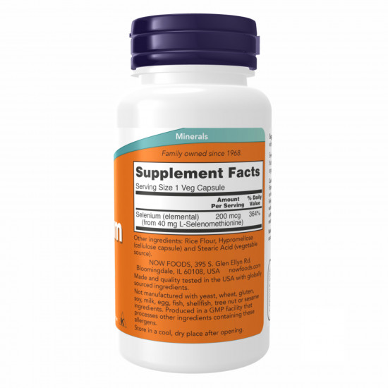 Now Foods Selenium 200 mcg - 90 vcaps 2022-10-0043 Now Foods Selenium 200 mcg - 90 vcaps 2022-10-0043