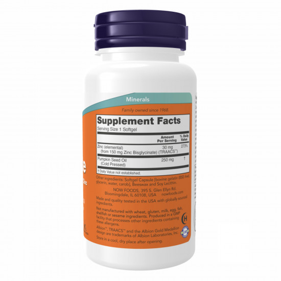 Now Foods Zinc Glycinate 30mg - 120 sgels 2022-10-0048 Now Foods Zinc Glycinate 30mg - 120 sgels 2022-10-0048