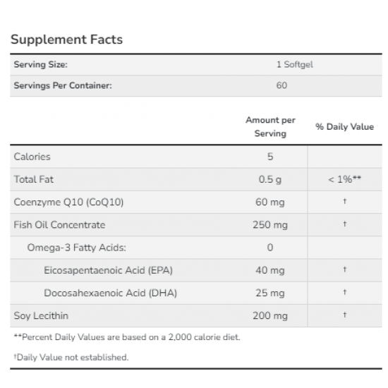 Now Foods CoQ10 60mg with Omega-3 - 60 sgels 2022-10-0095 Now Foods CoQ10 60mg with Omega-3 - 60 sgels 2022-10-0095