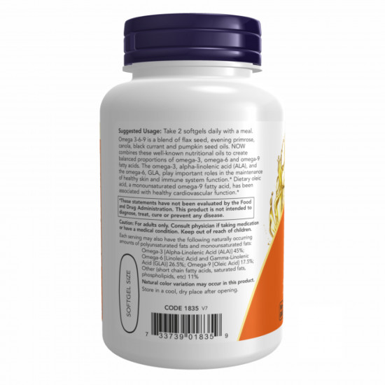 Now Foods Omega 3-6-9 1000 mg - 250 Softgels 2022-10-0409 Now Foods Omega 3-6-9 1000 mg - 250 Softgels 2022-10-0409