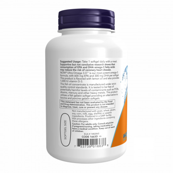 Now Foods Ultra Omega 3-D™ Fish Oil - 180 Fish Softgels 2022-10-0410 Now Foods Ultra Omega 3-D™ Fish Oil - 180 Fish Softgels 2022-10-0410