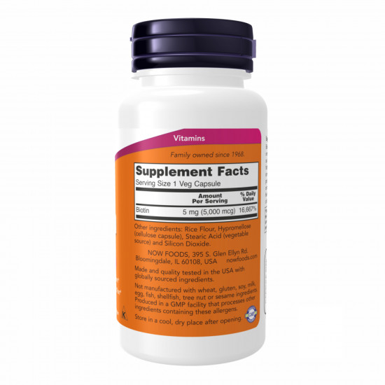 Now Foods BIOTIN 5000mcg - 120 vcaps 100-27-3430014-20 Now Foods BIOTIN 5000mcg - 120 vcaps 100-27-3430014-20