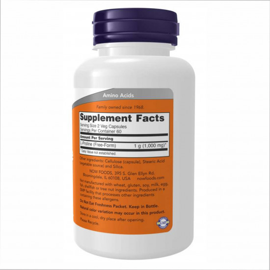 Now Foods L-Proline 500mg - 120 vcaps 100-91-5917393-20 Now Foods L-Proline 500mg - 120 vcaps 100-91-5917393-20