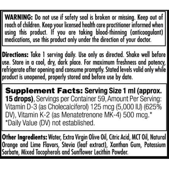 KAL D3 K2 DropIns 125mcg - 2 oz Citrus 2022-10-0998 KAL D3 K2 DropIns 125mcg - 2 oz Citrus 2022-10-0998