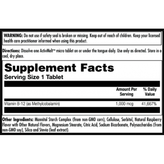 KAL B12 Methylcobalamin 1000mcg - 60 tabs Berry 2022-10-1011 KAL B12 Methylcobalamin 1000mcg - 60 tabs Berry 2022-10-1011