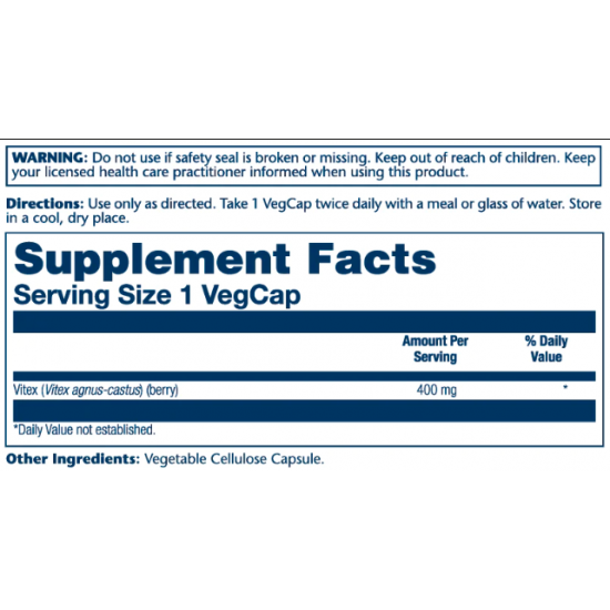 Solaray Vitex Berry Extract 400mg - 100 vcaps 2022-10-1019 Solaray Vitex Berry Extract 400mg - 100 vcaps 2022-10-1019