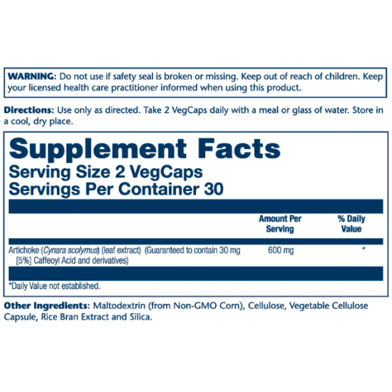 Solaray Artichoke Leaf Extract - 600mg 60 vcaps 2022-10-1021 Solaray Artichoke Leaf Extract - 600mg 60 vcaps 2022-10-1021
