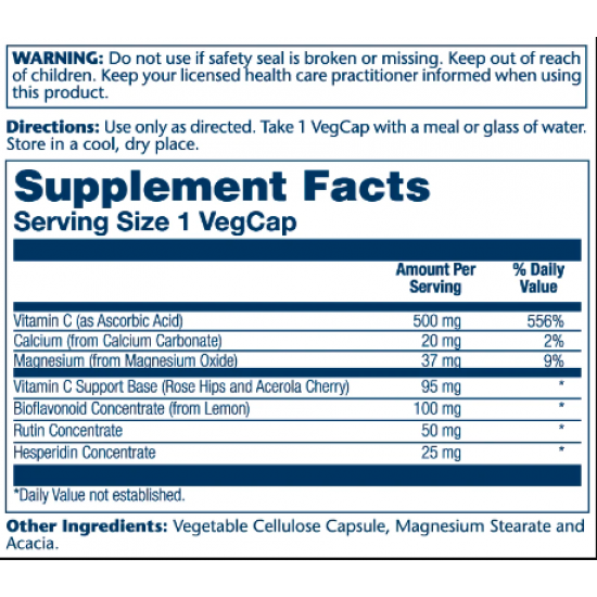 Solaray Vitamin C with Bioflavonoid Concentrate 500mg - 100 vcaps 2022-10-1024 Solaray Vitamin C with Bioflavonoid Concentrate 500mg - 100 vcaps 2022-10-1024