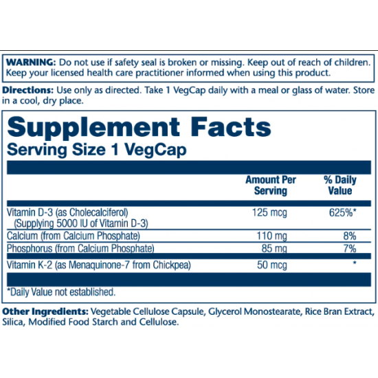 Solaray Vitamin D-3 & K-2 - 120 vcaps 2022-10-1038 Solaray Vitamin D-3 & K-2 - 120 vcaps 2022-10-1038