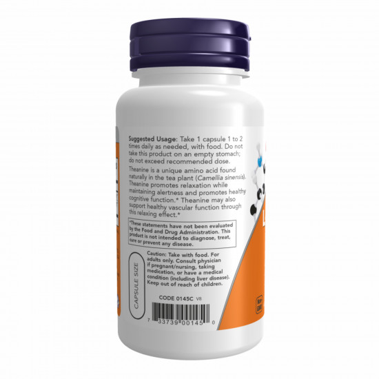 Now Foods L-Theanine 100mg - 90 vcaps 2022-10-2089 Now Foods L-Theanine 100mg - 90 vcaps 2022-10-2089