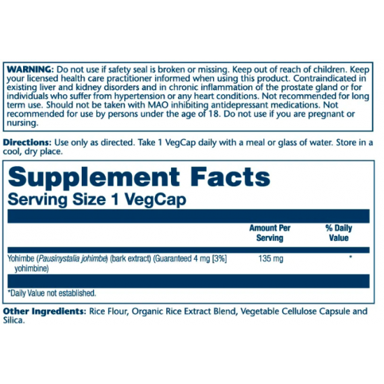 Solaray Guaranteed Potency Yohimbe Bark Extract - 60 caps 2022-10-2446 Solaray Guaranteed Potency Yohimbe Bark Extract - 60 caps 2022-10-2446