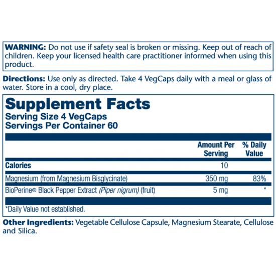 Solaray Magnesium Glycinate 350mg - 240 vcaps 2022-10-2451 Solaray Magnesium Glycinate 350mg - 240 vcaps 2022-10-2451