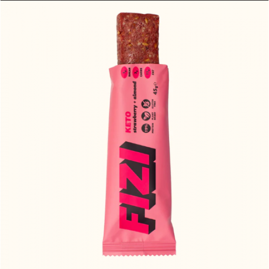 FIZI KETO Protein Bar - 10x45g Strawberry + Almond 2022-10-2478 FIZI KETO Protein Bar - 10x45g Strawberry + Almond 2022-10-2478