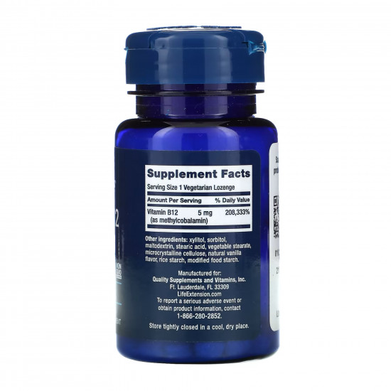 Life Extension Vitamin B12 Methylcobalamin 5 mg - 60 vcaps 2022-10-1892 Life Extension Vitamin B12 Methylcobalamin 5 mg - 60 vcaps 2022-10-1892