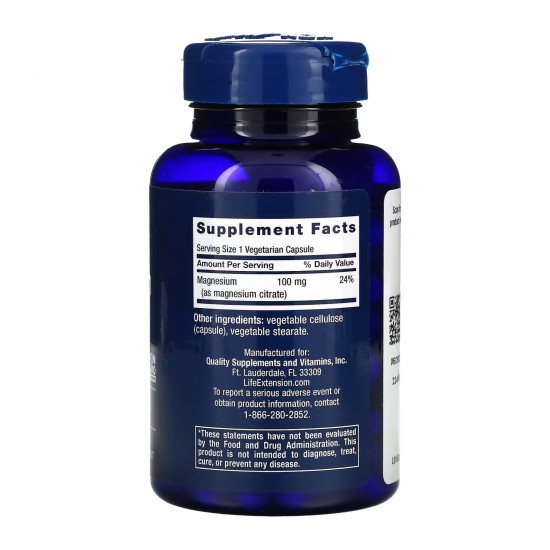 Life Extension Magnesium (Citrate) 100 mg - 100 vcaps 2022-10-1902 Life Extension Magnesium (Citrate) 100 mg - 100 vcaps 2022-10-1902