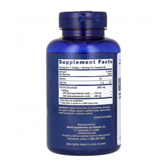 Life Extension Mega EPA/DHA Omega-3 Fish Oil - 120 softgels 2022-10-1929 Life Extension Mega EPA/DHA Omega-3 Fish Oil - 120 softgels 2022-10-1929