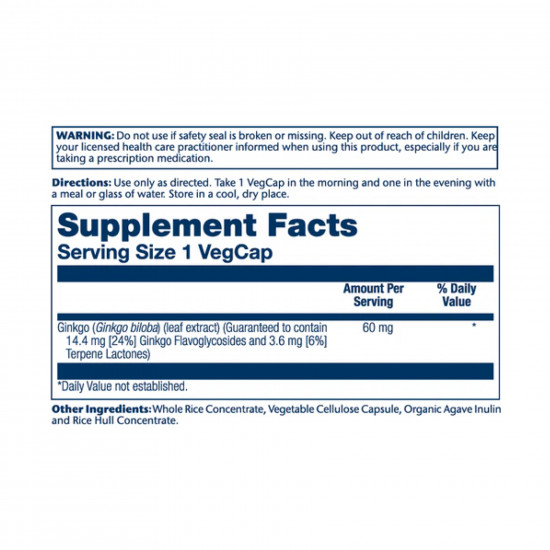 Solaray Ginkgo Biloba Leaf Extract 60mg - 60 vcaps 2023-10-2381 Solaray Ginkgo Biloba Leaf Extract 60mg - 60 vcaps 2023-10-2381