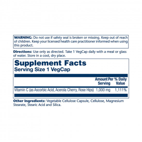 Solaray Vitamin C with Rose Hips & Acerola 1000mg - 100 vcaps 2023-10-2390 Solaray Vitamin C with Rose Hips & Acerola 1000mg - 100 vcaps 2023-10-2390