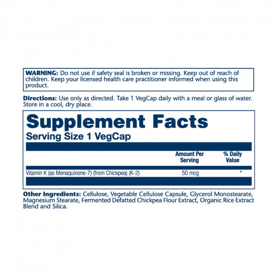 Solaray Vitamin K-2 MK-7 50mcg - 30 vcaps 2023-10-2435 Solaray Vitamin K-2 MK-7 50mcg - 30 vcaps 2023-10-2435