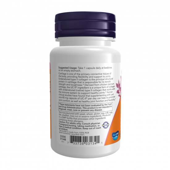 Now Foods UC-II® Type II Collagen 40mg - 120 vcaps 2023-10-2822 Now Foods UC-II® Type II Collagen 40mg - 120 vcaps 2023-10-2822