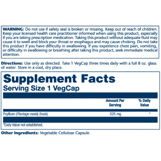 Psyllium Husk 525mg - 100 vcaps Psyllium Husk 525mg - 100 vcaps