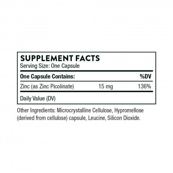 Thorne Zinc Picolinate 15 mg - 60 caps 2023-10-3062 Thorne Zinc Picolinate 15 mg - 60 caps 2023-10-3062