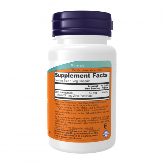 Now Foods Zinc Picolinate 50 mg - 30 vcaps 2023-10-3279 Now Foods Zinc Picolinate 50 mg - 30 vcaps 2023-10-3279